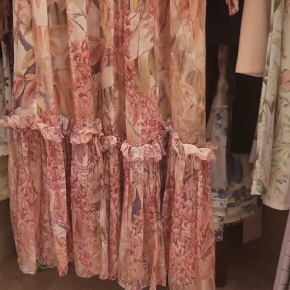 NOT FOR SALE - Zimmermann Botanica Belted Smocked Silk-georgette Midi Dress 0P - Picture 3 of 6